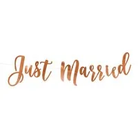 partydeco Girlande, Girlande Just Married 77x20cm Papier Hochzeit Rosegold