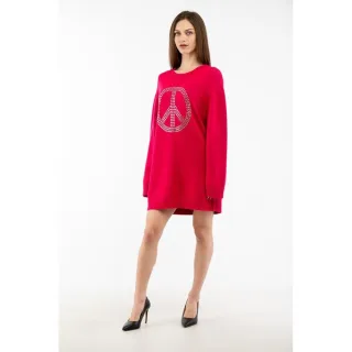 Moschino Fuchsienfarbiges Woll-Casual-Kleid