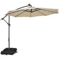 COSTWAY Sonnenschirm Gartenschirm, mit Ständer, 40 Solar LED Leuchten