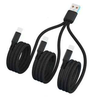6A 100W USB-A to Type-C+Type-C+Type-C Cable Fast Charging Data Transmission Copper Core Line 0.2M/1.2M Long for iPhone 1