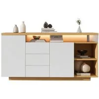 Merax Sideboard mit 3 Schubladen und 2 Türen, Kommode mit verstellbaren Einlegböden und offenen Fächer,Anrichte