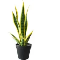Kunstpflanze Künstliche Schlangenpflanze im Topf mit schwarzem Topf Heimdekoration, GarveeMore, Höhe 40 cm, 40/50/70/90cm Tropische Pflanzen für Haus Wohnzimmer BüroDraußenGarten