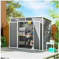Outsunny Gerätehaus 2,54m², wasserdicht, mit Pultdach, mit Abschließbar Tür, Fenster, BxT: 238x125 cm, (Gartenhaus, 1 St., Geräteschuppen), aus Alu, für Hinterhof, Garten, Grau