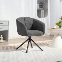 HOMCOM Relaxsessel Sessel Loungesessel mit Metallbeine Lesesessel mit Chenille-Optik (Polsterstuhl mit bequemer Sitzschale, 1-St., Drehbarer Akzentstuhl), kuscheliger Bezug, Grau