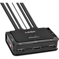 2 Port Kabel KVM Switch, HDMI 4K60, USB 2.0 & Audio, KVM-Switch schwarz