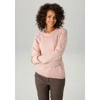 Aniston CASUAL Strickpullover mit aufgestrickten Blüten verziert