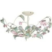 Licht-Erlebnisse Deckenleuchte SUMMER, ohne Leuchtmittel, Deckenlampe Weiß Rosa Metall Floral Küche Esszimmer Lampe