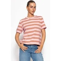 SASSYCLASSY T-Shirt Shirt mit Blockstreifen für Damen Oversize T-Shirt mit Rundhalsausschnitt und kurzen Ärmeln
