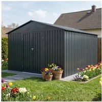 Albatros International Gerätehaus Gerätehaus 5XL abschließbar inkl. Schloss & Haken, Gartenhaus, BxT: 339.6x375.3 cm, (Anthrazit (RAL 7016), 339,6x375,3x199,6cm), aus verzinktem wetterfestem Metall