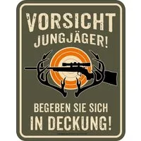 RAHMENLOS® Metallschild als Geschenk für Jäger: Vorsicht Jungjäger!