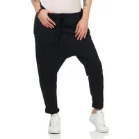 CLEO STYLE Jogginghose Damen Jogginghose 104 Schwarz Elastikbund mit Tunnelzug, Unifarben