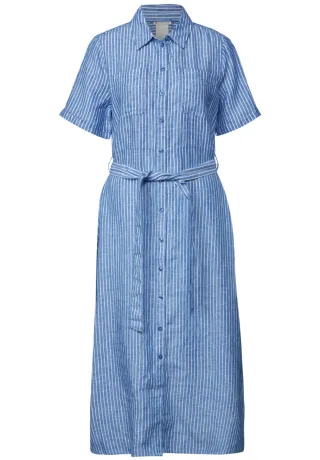 Street One - Gestreiftes Leinenkleid blau - Gr. - 38