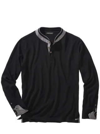 Mey & Edlich Herren Urväter-Polo Schwarz 100 % Baumwolle