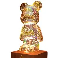 HS.SUPPLY LED Dekolicht 3D Feuerwerksbär, Bärenlampe, Nachtlicht Bär, LED fest integriert, 8-Farben, Geschenk