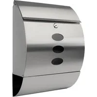 Grafner Briefkasten Edelstahl Briefkasten mit Zeitungsrolle und 3 Sichtfenstern, aus Edelstahl, inkl. 2 Schlüssel