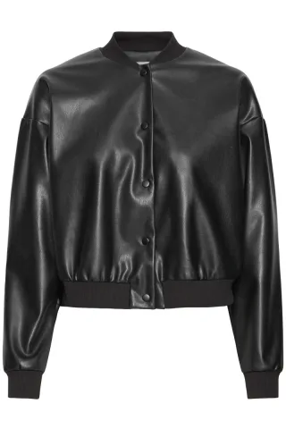 ICHI - Blazer aus Kunstleder schwarz - Gr. - XS