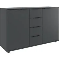 Wimex Kombikommode Tilburg, Sideboard 130x41x83cm, Made in Germany, schwarze Metallgriffen, Stauraum hinter 2 Türenund in 4 Schubladen