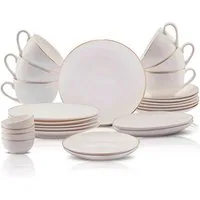 Karaca Geschirr-Set Karaca Elegance Bone Marcelo 26-Teiliges 6-Personen Frühstücksset Gold (26-tlg), 6 Personen, KNOCHENPORZELLAN