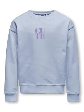 KIDS ONLY - KOGDITTE LIFE L/S TEXT OT SWT Cashmere Blue - Gr. - 134/140