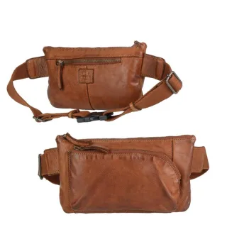 Bear Design Bauchtasche Damen viele Fächer 27x15cm Leder cognac. Ein stilvoller und sicherer Organizer für Ihre Wertsachen bei Reisen und Freizeit.