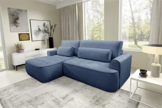 Ecksofa mit Schlaffunktion HUNTER Sofa in Stoff Cloud Blau Ottomane Links