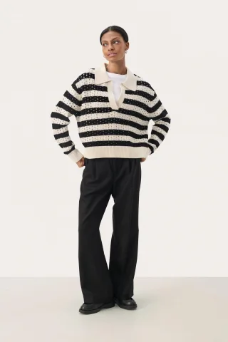 Strickpullover Gerade Passform black offwhite