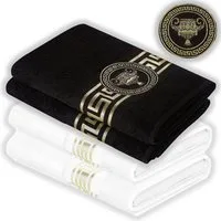 Belle Arti Handtücher Gästehandtücher Badetücher Duschtücher Saunatücher Mäander Amphore Set, (1-St), schwarz weiss, gold hochwertig eingestickt Baumwolle weich saugstark