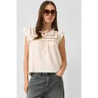 QS Kurzarmshirt T-Shirt Strukturierts Blusenshirt mit Spitzeneinsätzen