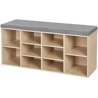 VASAGLE Schuhbank, Schuhregal, mit 10 Fächern, 104 x 30 x 48 cm