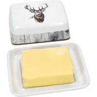 MamboCat Butterdose Alois Butterdose mit Deckel rechteckig für 250g Butter-Schale Hirsch, Porzellan