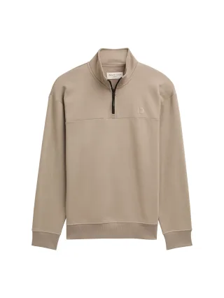 Denim Tom Tailor - Troyer Sweatshirt mit Logo-Print roasted nut brown - Gr. - S