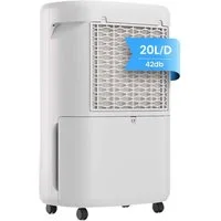 BBWL Luftentfeuchter 20L/Tag mit Rollen, LED-Display, 4L Wassertank, für 200 m³ Räume, Entfeuchtung 20 l/Tag, 3 Modi, Timer & Ablaufschlauch, effizient bis 100m²