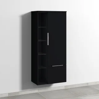 Sanipa 3way Stauraumschrank mit 1 Tür, 1 Auszug und offenen Fächern, Schwarz-Matt UF18308