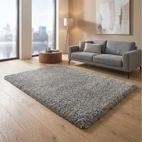 TaCa Home Langflor-Teppich Shaggy Teppich Langflor, rechteckig, Höhe: 60 mm, Schlafzimmer Kinderzimmer Wohnzimmer Esszimmer, grau - 65 x 130 cm