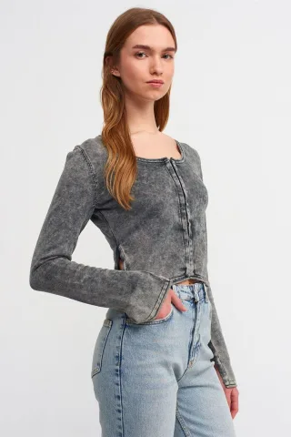Kariertes Baumwoll-Crop-Cardigan