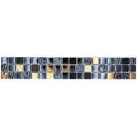 Mosani Fliesen-Bordüre Mosaik Borde Bordüre Glasmosaik Naturstein schwarz gold