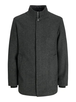 JACK&JONES - JJEHARRISON WOOL BLEND JACKET SN Dark Grey Melange - Gr. - XXL