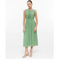 s.Oliver Midikleid Kleid Plissiertes Midi-Kleid mit Bindegürtel und Viskosefutter