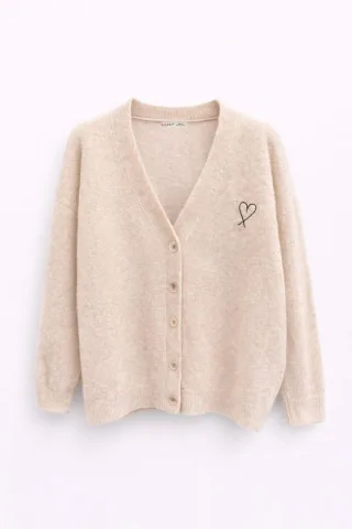 Übergroßer Strick-Cardigan mit Herzdetail