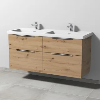 Sanipa 3way Waschtischunterbau zu Villeroy & Boch Subway 3.0 Waschtisch mit 4 Auszügen, Eiche Natura UM85185