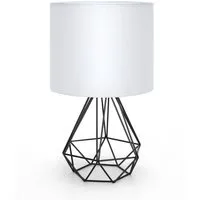Aigostar Schreibtischlampe Tischlampe mit Weißem Stoff-Schirm und Metallfuß,Sockel E14