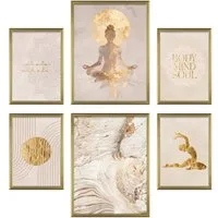 ARTFAVES Bilder-Collage Poster Set Yoga Spirit I mehrteilige Bilderwand I Wandbilder Spirituel, (Wandbilder modern, 6 St)
