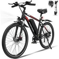 EVERCROSS TECH E-Bike Cityrad für Pendler,27,5-Zoll-Elektrofahrrad,36V 13AH AKKU, 7 Gang, Heckmotor, 468 Wh, 1 Gang, 250W, 468 Wh,E-Citybike mit Schloss, Pumpe