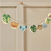 Lights4fun LED-Lichterkette 12er Safari Lichterkette Kinderzimmer aus Holz