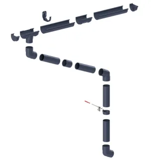Dachrinnenset KROP PVC 75/63 mm 4 - 6 m Länge