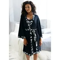 French Connection Kimono, Kurzform, Viskose, Gürtel, im zeitlosen Schwarz-Weiß-Look