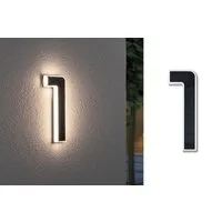 Paulmann LED Außen-Wandleuchte Solar Hausnummer, LED fest integriert, Warmweiß, LED-Modul, Hausnummern, Buchstaben wählbar, Akku wechselbar