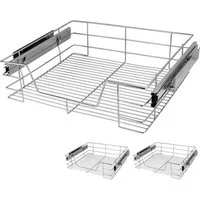Casaria Schubkasten, 60 cm 3er Set Verchromt 25kg Belastbar Vollauszug mit Montagematerial