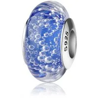 PANDACHARMS Bead Blauer Wasserfall Glas Charm für Armband, Hülse aus 925 Silber