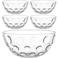 LEONARDO Schale Schalen-Set CUCINA OPTIC, 5er Set, 4x Ø 14 cm & 1x Ø 28 cm, Glas, (Set, 5-tlg), spülmaschinengeeignet